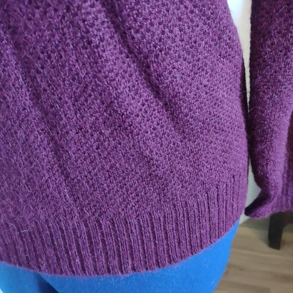 Peruvian Connection Purple Alpaca High-Collar Sweater Handmade Peru - Picture 9 of 10